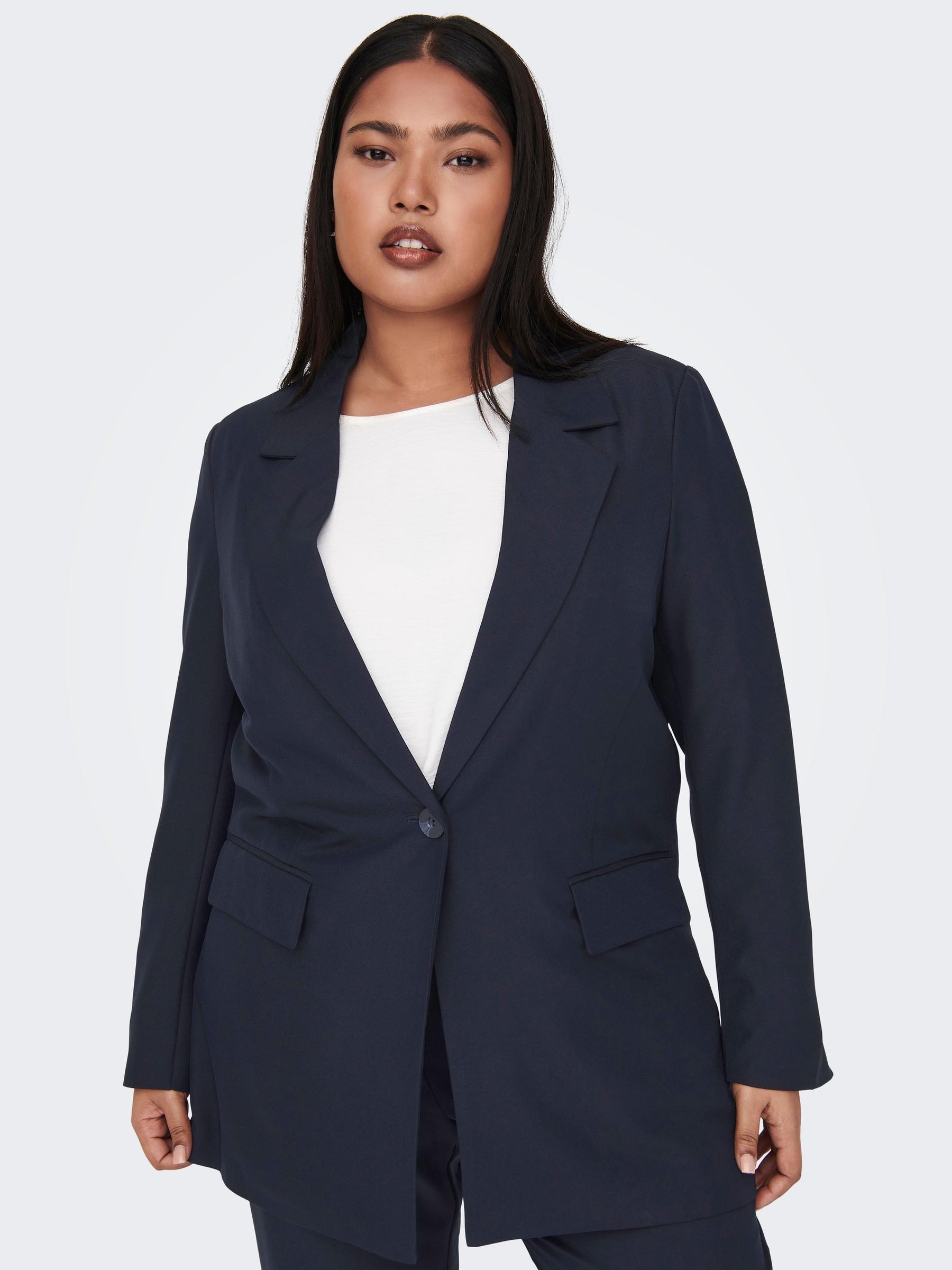 Only Carmakoma Blazer in Navy - Wardrobe Plus