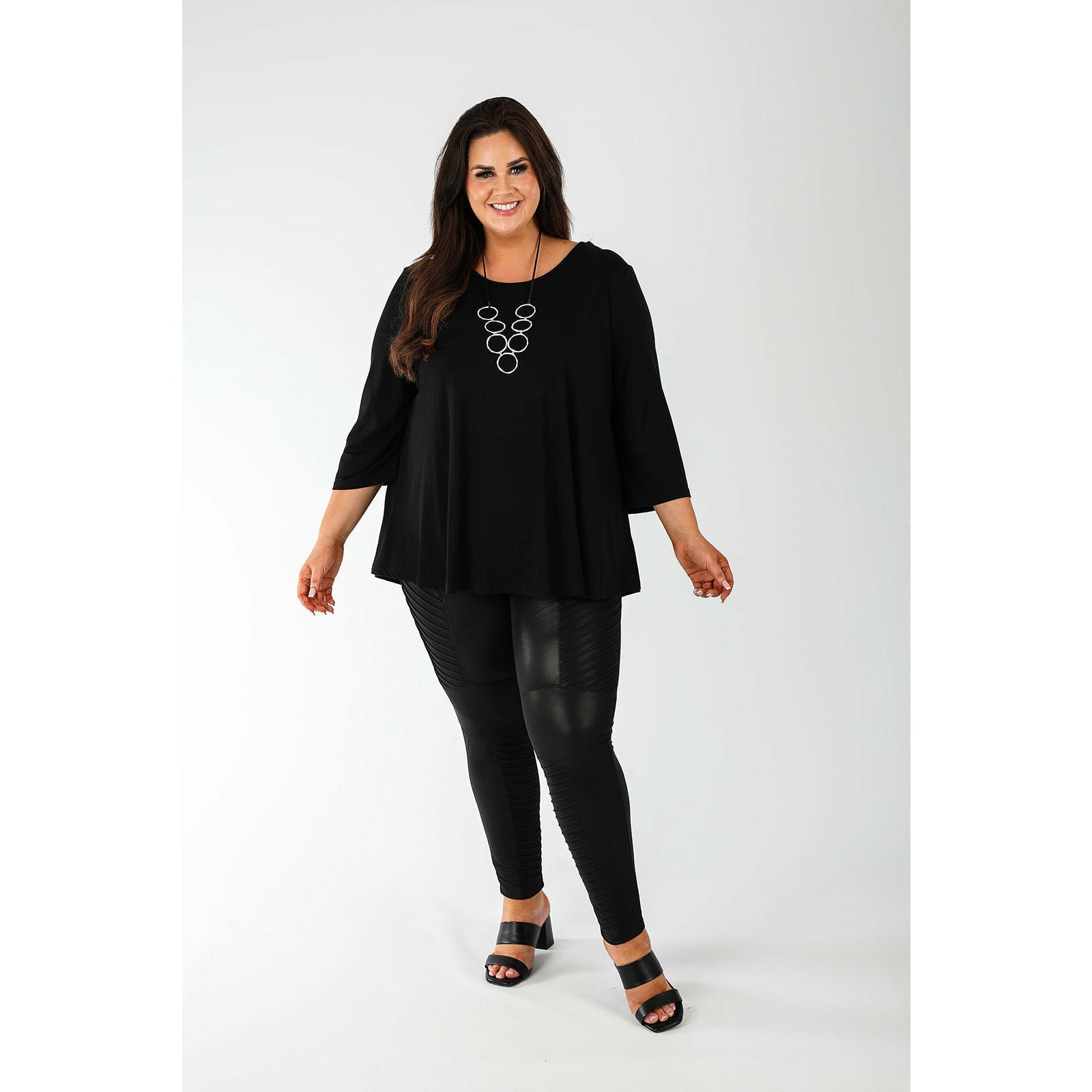 Mellomi Harley Biker Leather Look Leggings in Black - Wardrobe Plus