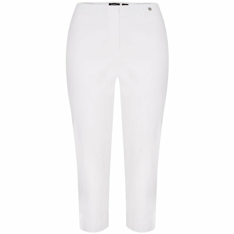 Robell Crop Trousers | White - Wardrobe Plus