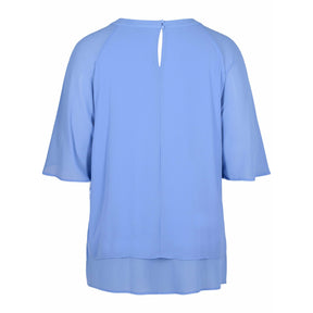 Zizzi Chiffon Blouse in Pale Blue - Wardrobe Plus