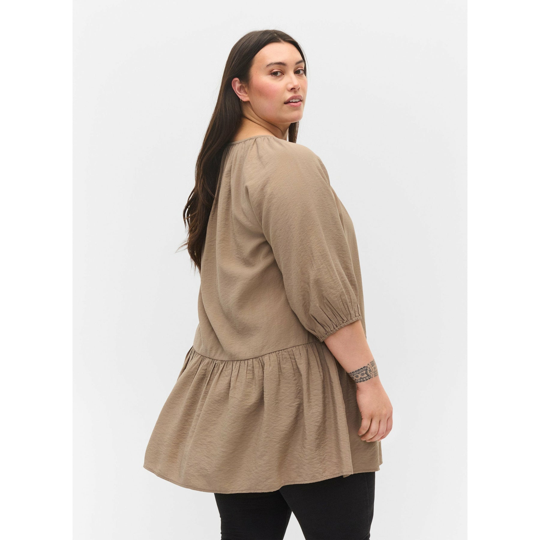 Zizzi A-Line Tunic in Taupe - Wardrobe Plus