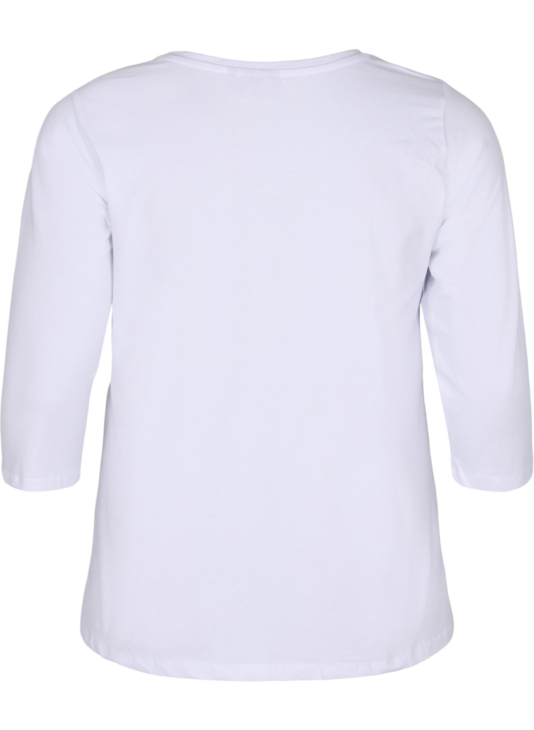 Zizzi Basic 3/4 Sleeve Tee in White - Wardrobe Plus