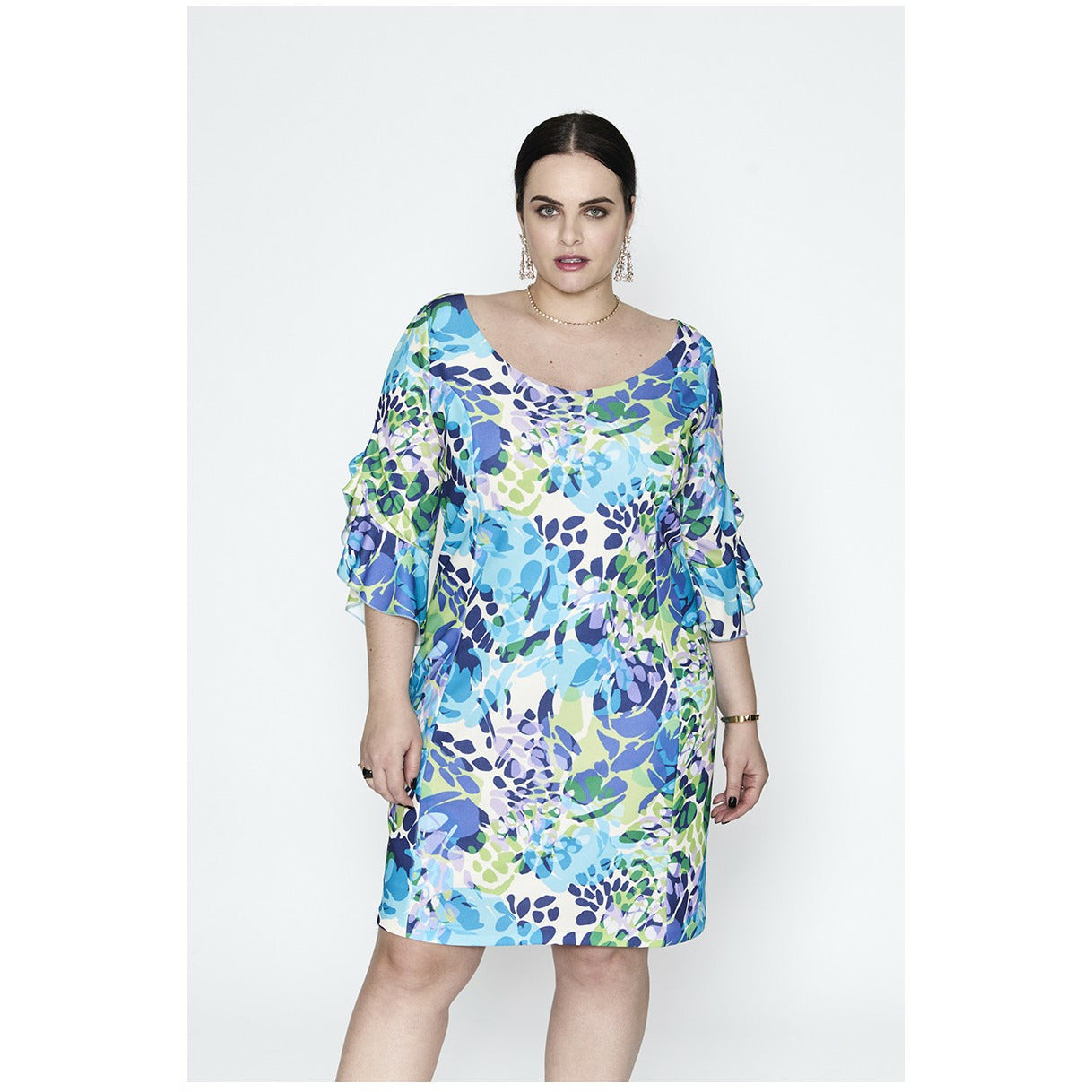 SPG Ruffle Sleeve Dress in Floral Print - Wardrobe Plus