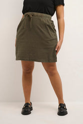 Kaffe Curve Nana Skirt in Khaki - Wardrobe Plus