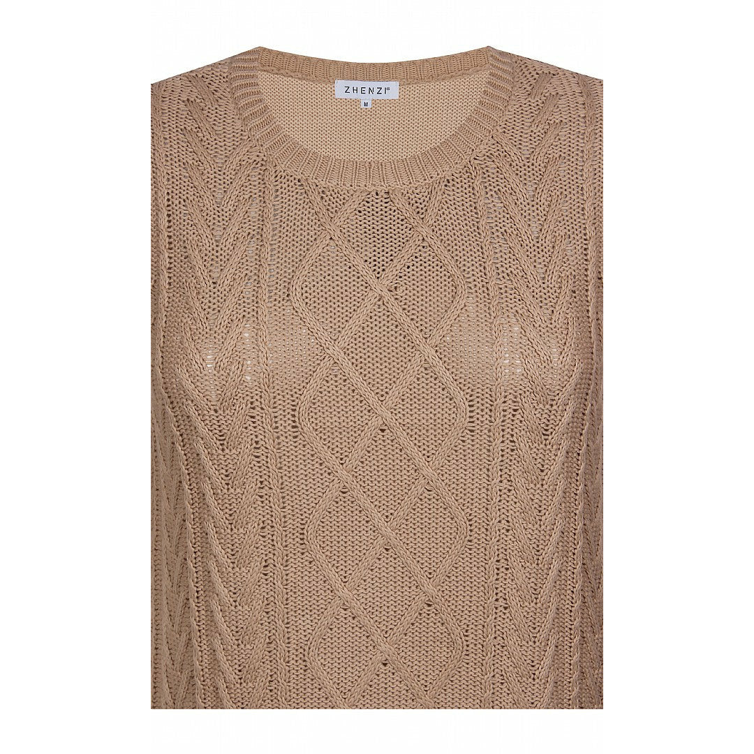 Zhenzi Sleeveless Pullover In Beige Tops