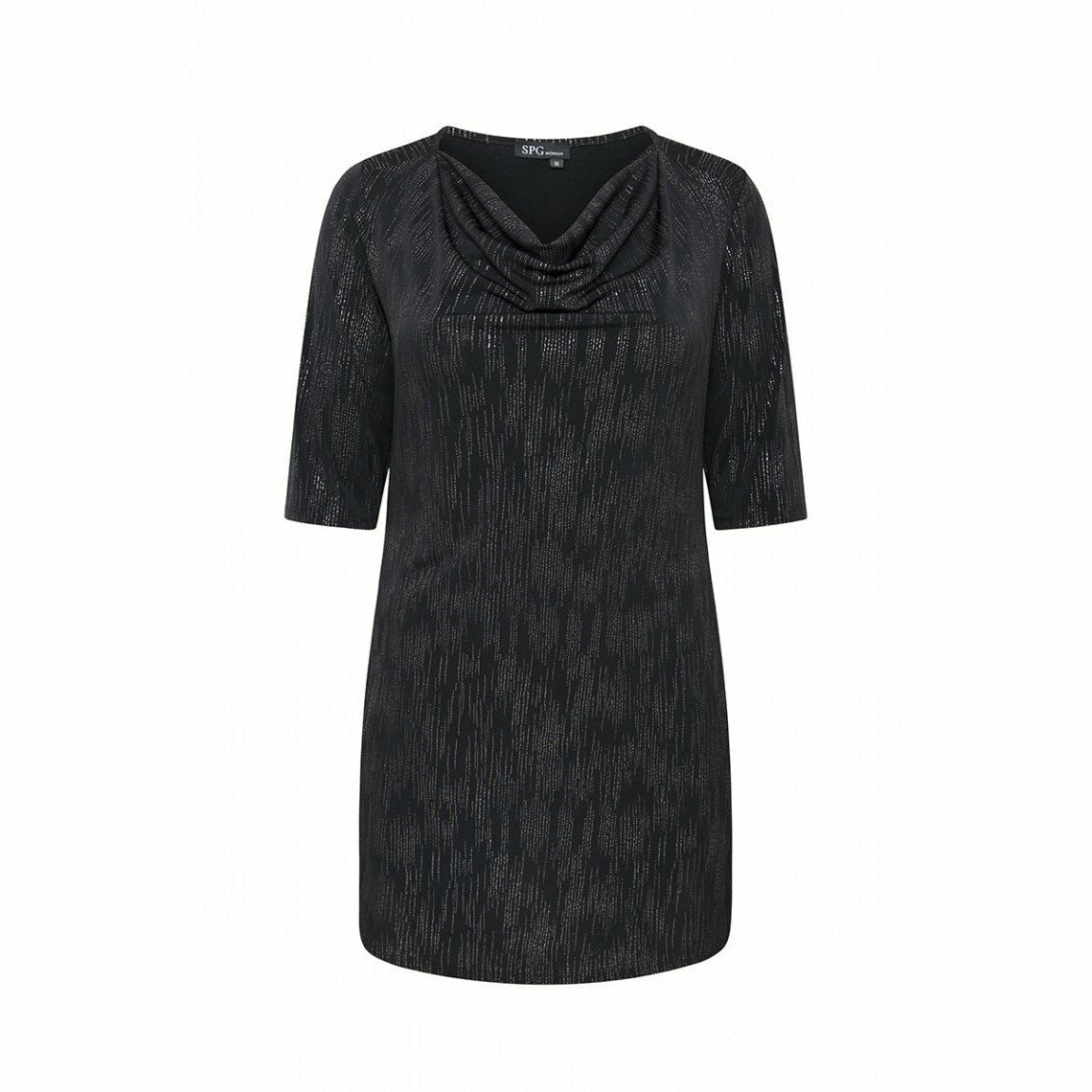 Metal Effect Black Dress - Wardrobe Plus