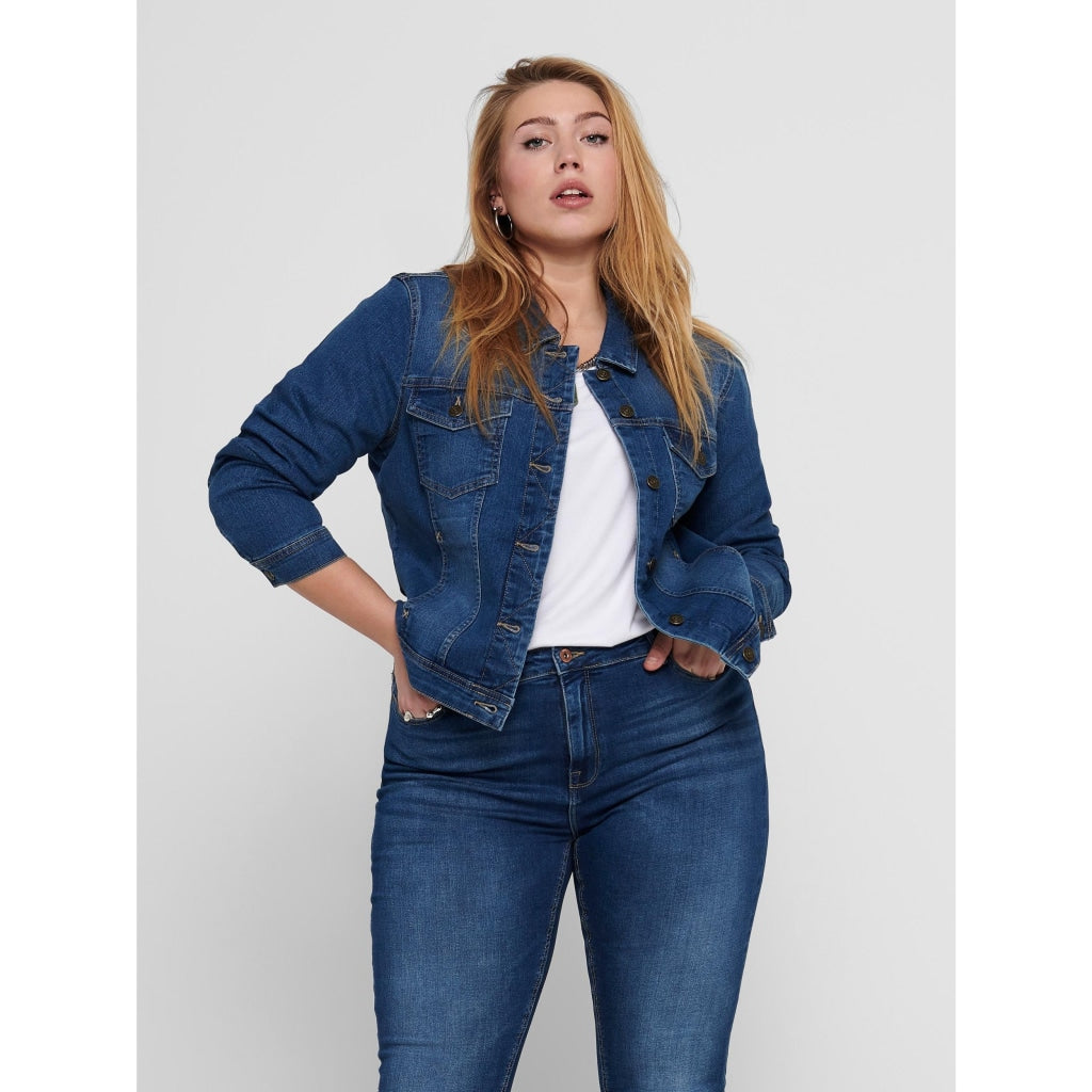 Only Carmakoma Denim Jacket in Classic Blue - Wardrobe Plus