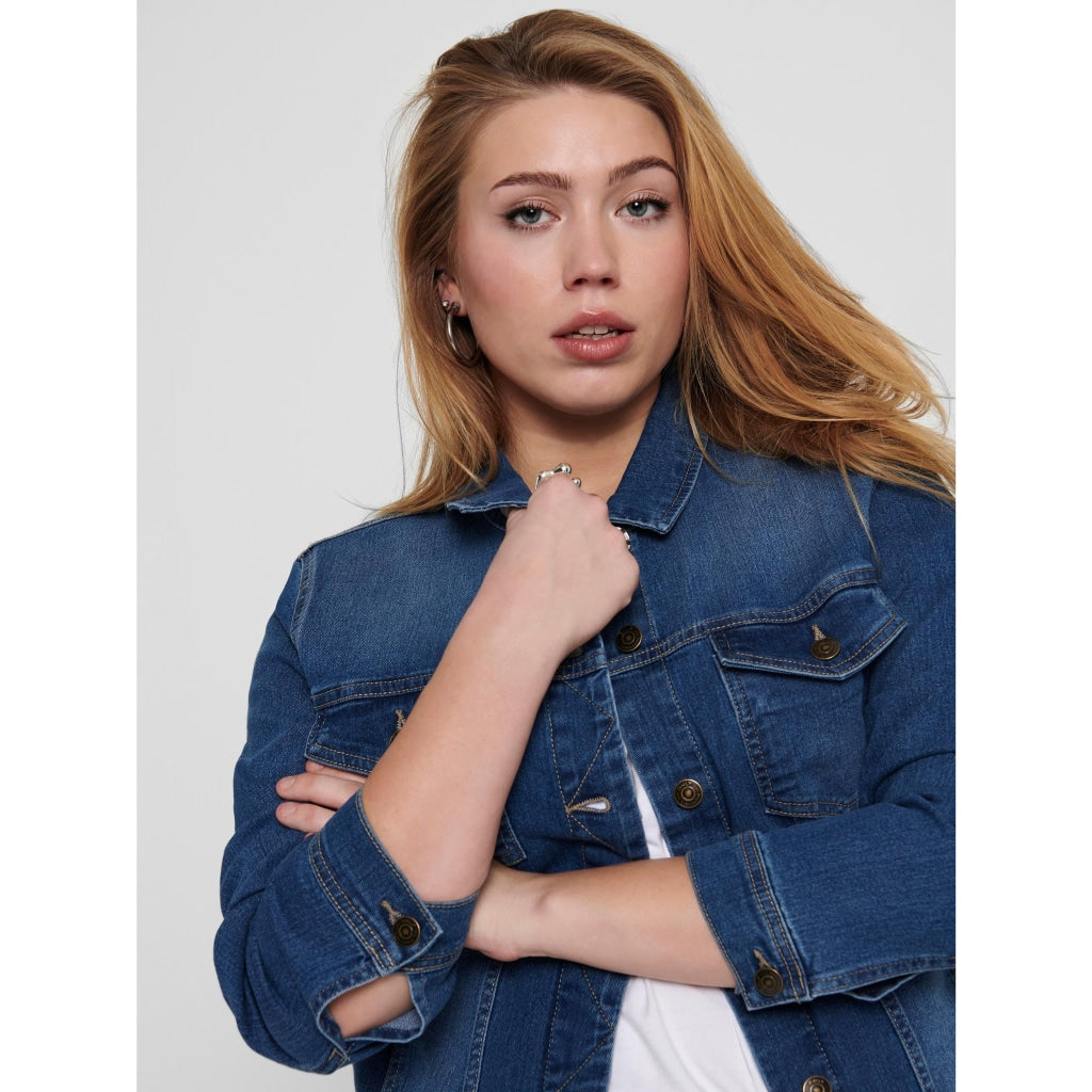 Only Carmakoma Denim Jacket in Classic Blue - Wardrobe Plus