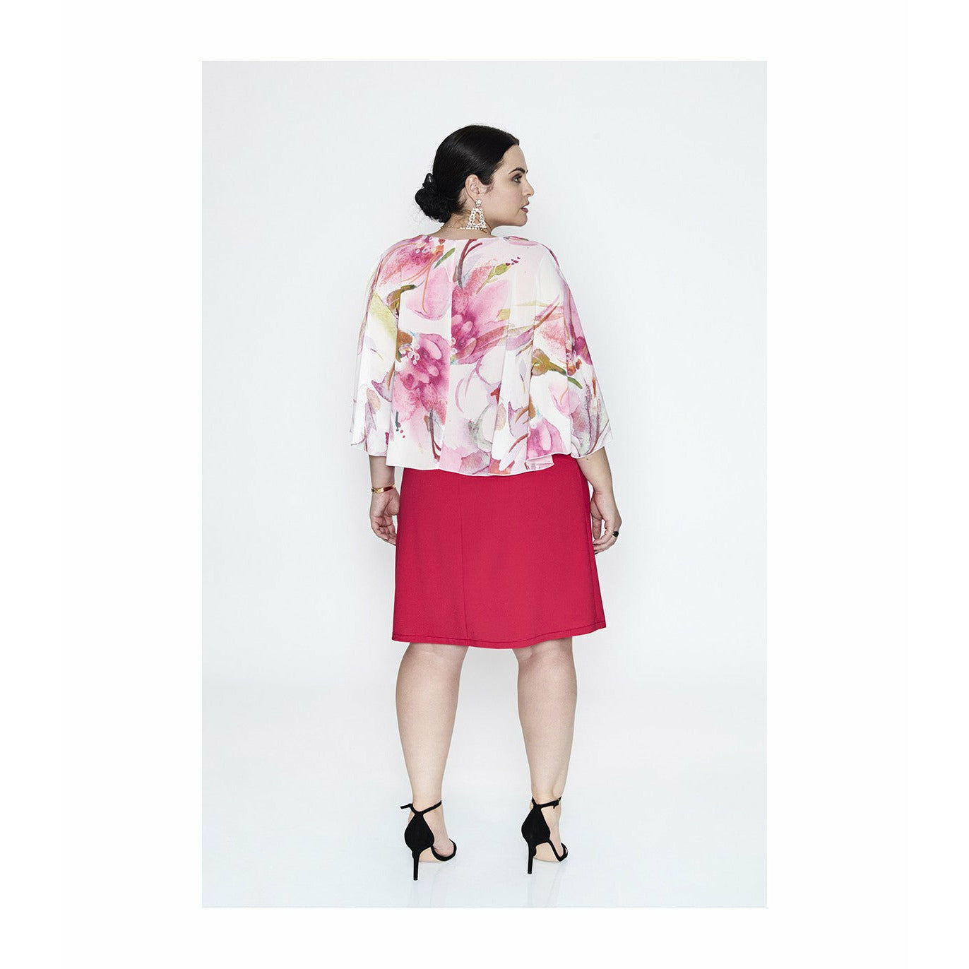 SPG Floral Cape Dress in Pink - Wardrobe Plus