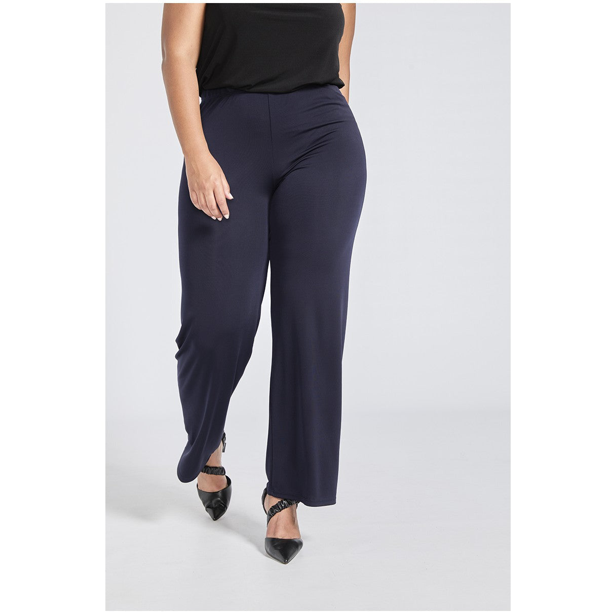 SPG Wide Leg Trouser in Navy - Wardrobe Plus