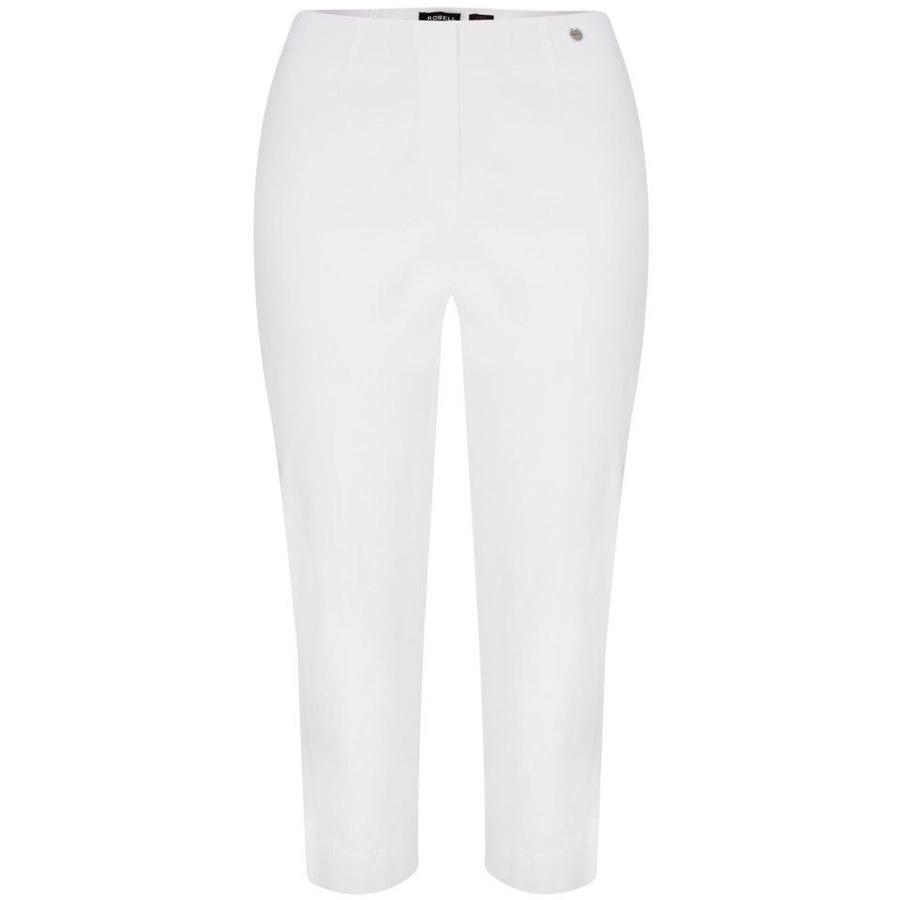 Robell Crop Trousers | White Denim - Wardrobe Plus