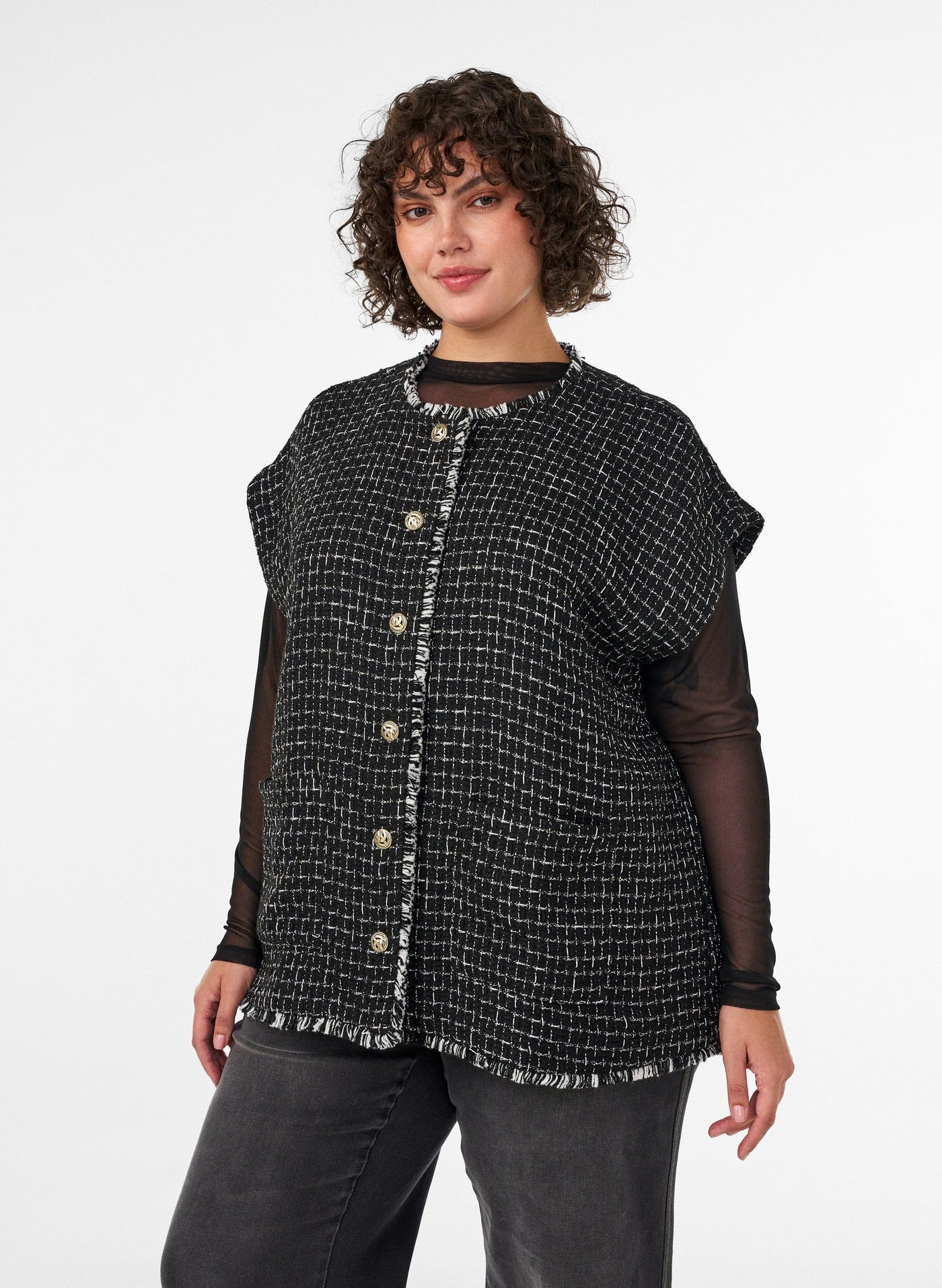 Zizzi Donna Waistcoat in Black 