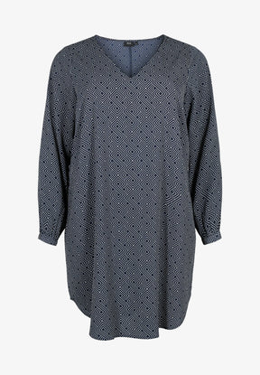 Zizzi Anni Dress in Navy Print