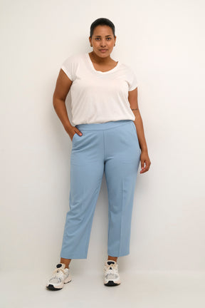 Kaffe Curve Sakira Crop Trousers in Light Blue