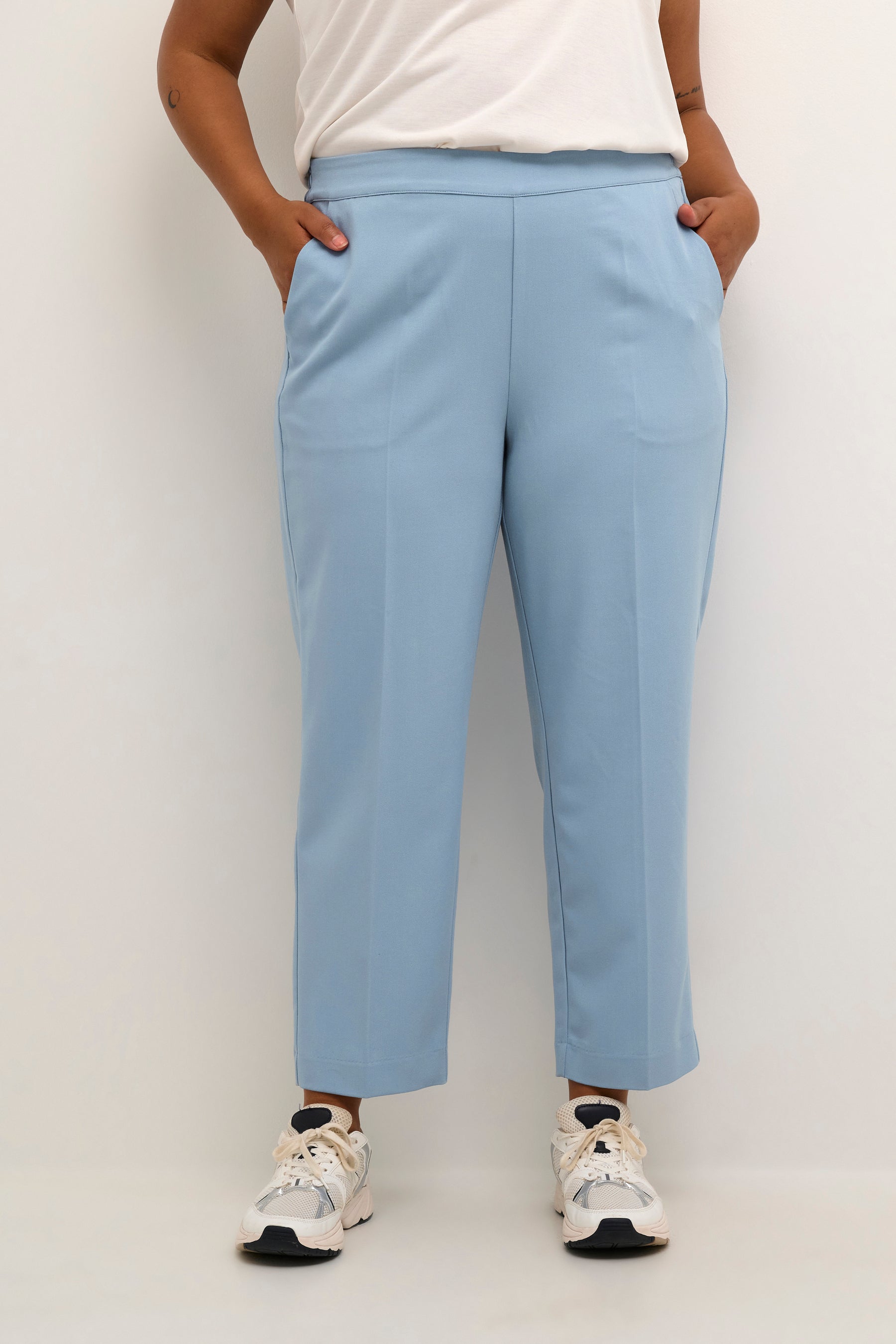 Kaffe Curve Sakira Crop Trousers in Light Blue