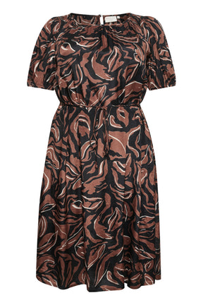 Kaffe Curve Printed Dress in Brown