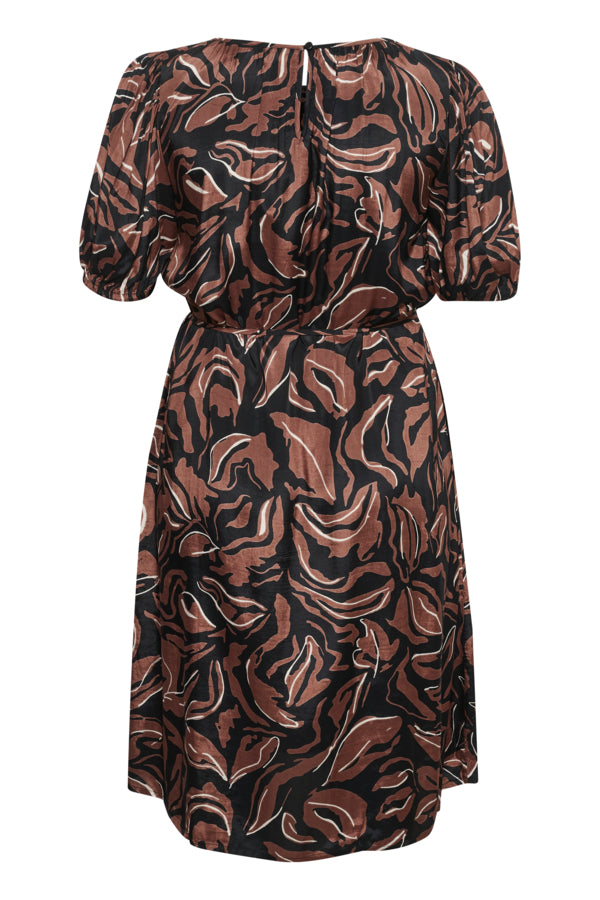 Kaffe Curve Printed Dress in Brown