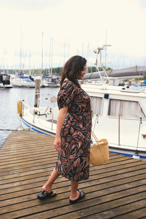 Kaffe Curve Printed Dress in Brown