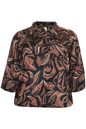Kaffe Curve Printed Blouse in Brown