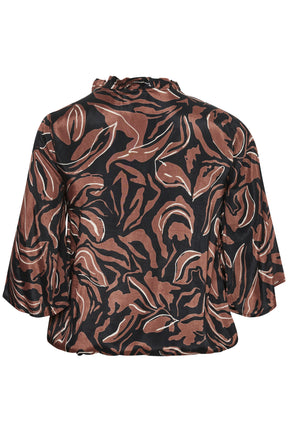 Kaffe Curve Printed Blouse in Brown