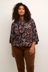 Kaffe Curve Printed Blouse in Brown
