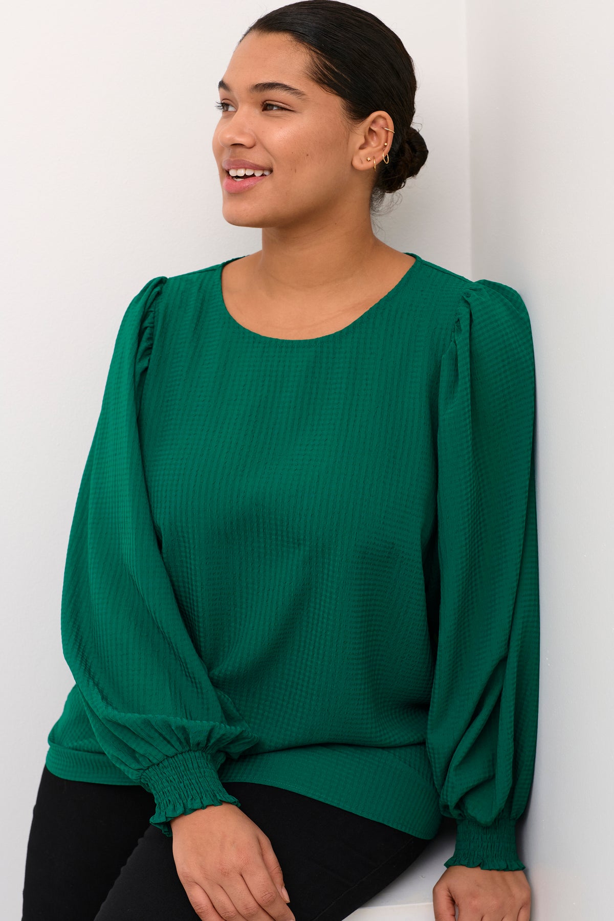 Kaffe Curve Dory Blouse in Green