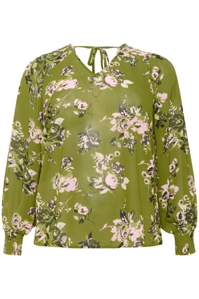 Kaffe Vima Blouse in Green Print