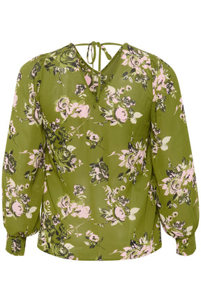 Kaffe Vima Blouse in Green Print