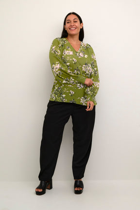 Kaffe Vima Blouse in Green Print