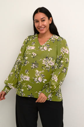 Kaffe Vima Blouse in Green Print