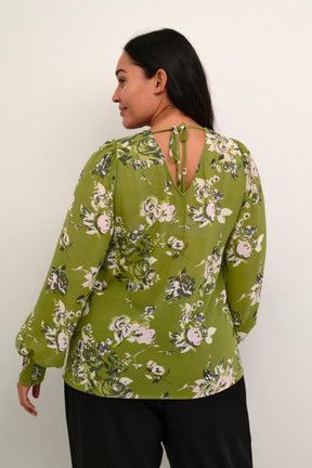 Kaffe Vima Blouse in Green Print