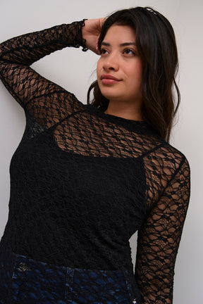 Kaffe Curve Jolina Lace Top in Black