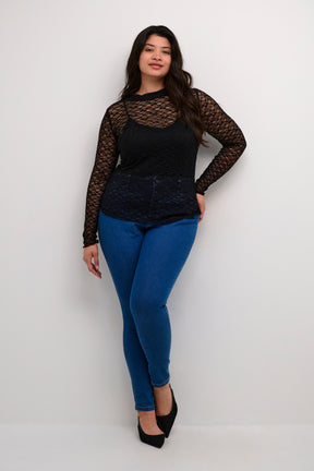 Kaffe Curve Jolina Lace Top in Black