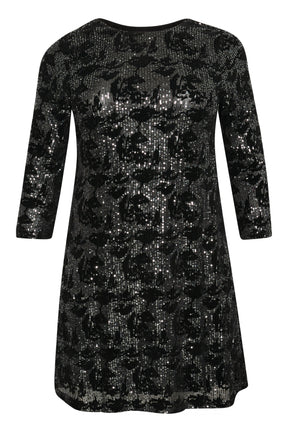 Kaffe Curve Brit Sequin Dress in Black