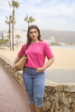 Kaffe Curve Art T-Shirt in Pink