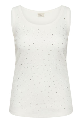 Kaffe Curve Carina Rhinestone Vest Top in White