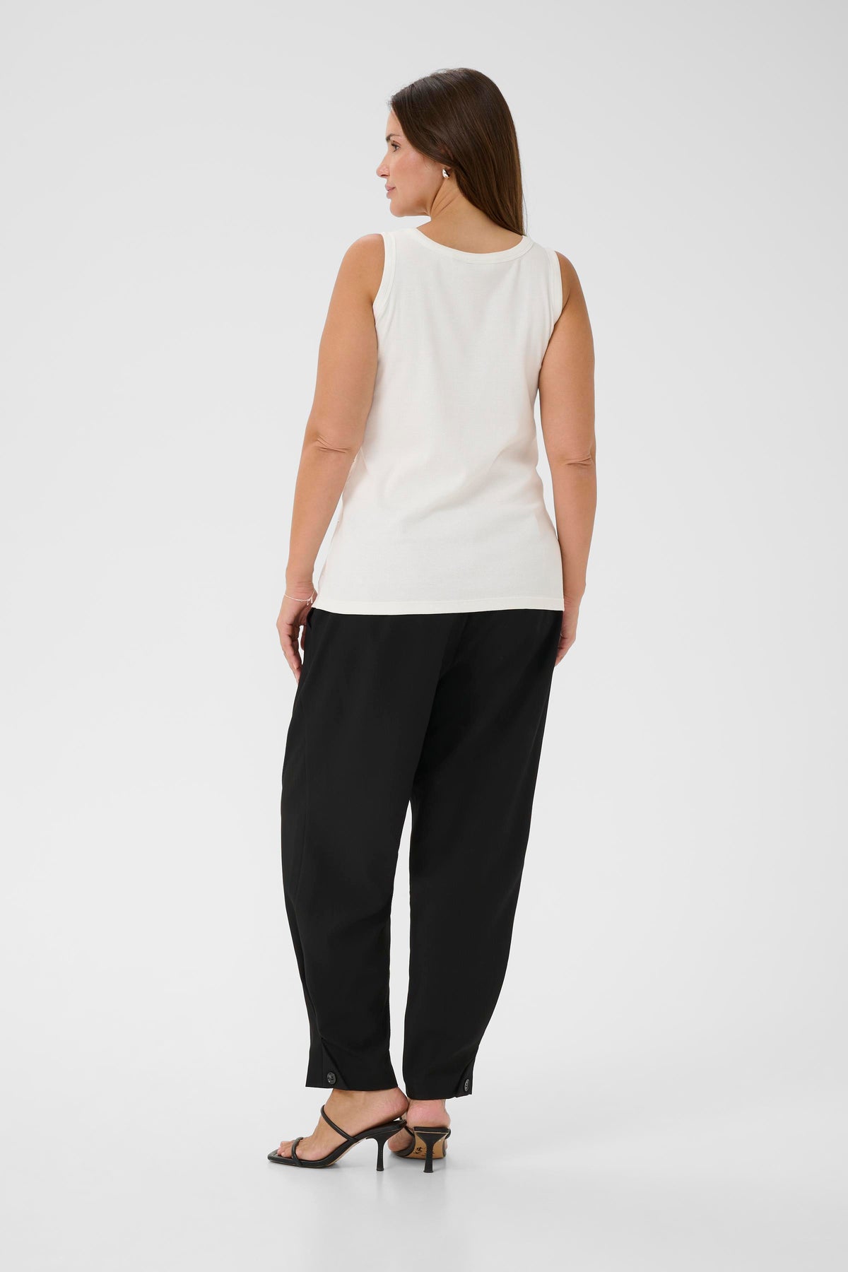 Kaffe Curve Carina Rhinestone Vest Top in White