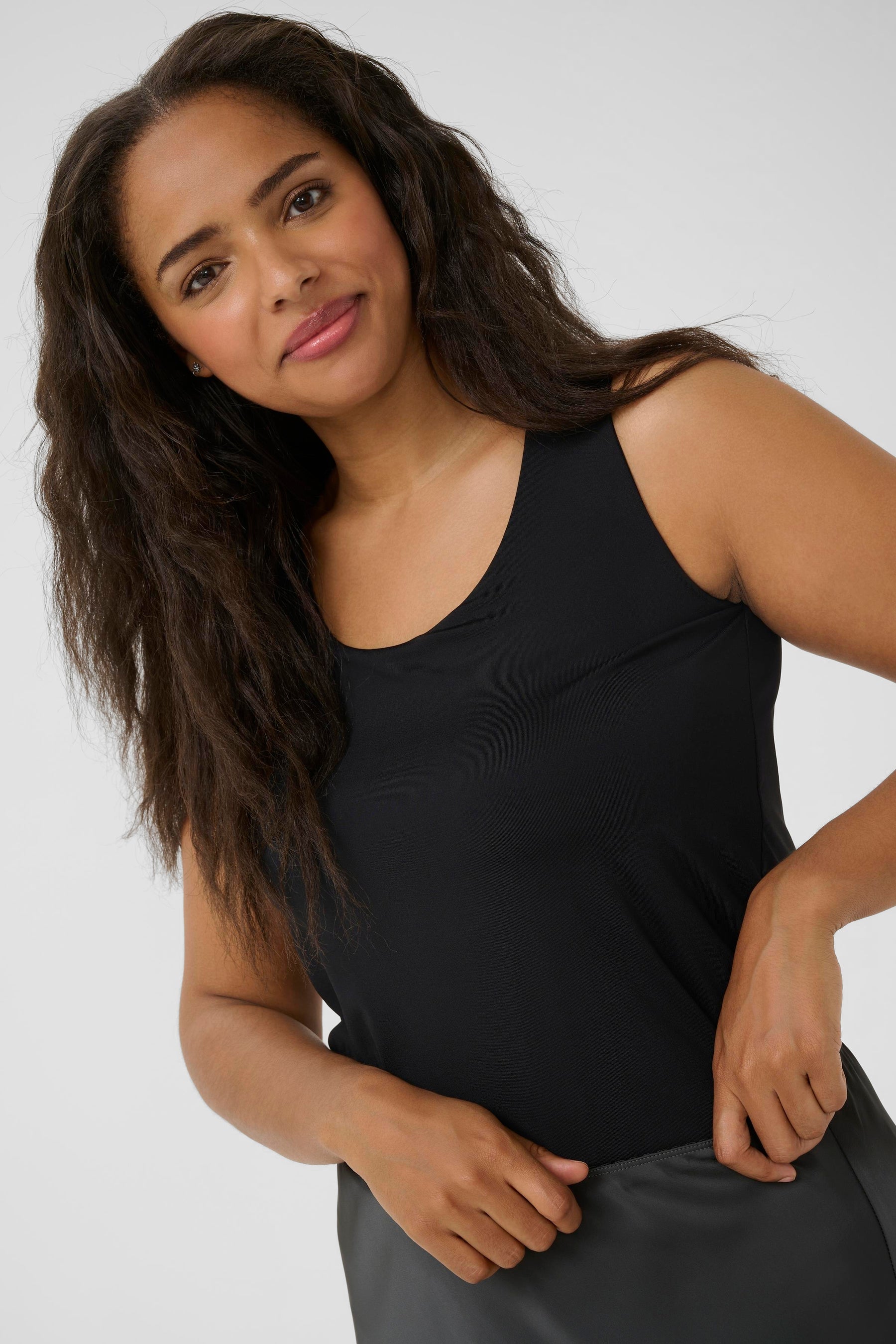Kaffe Curve Erina Vest Top in Black