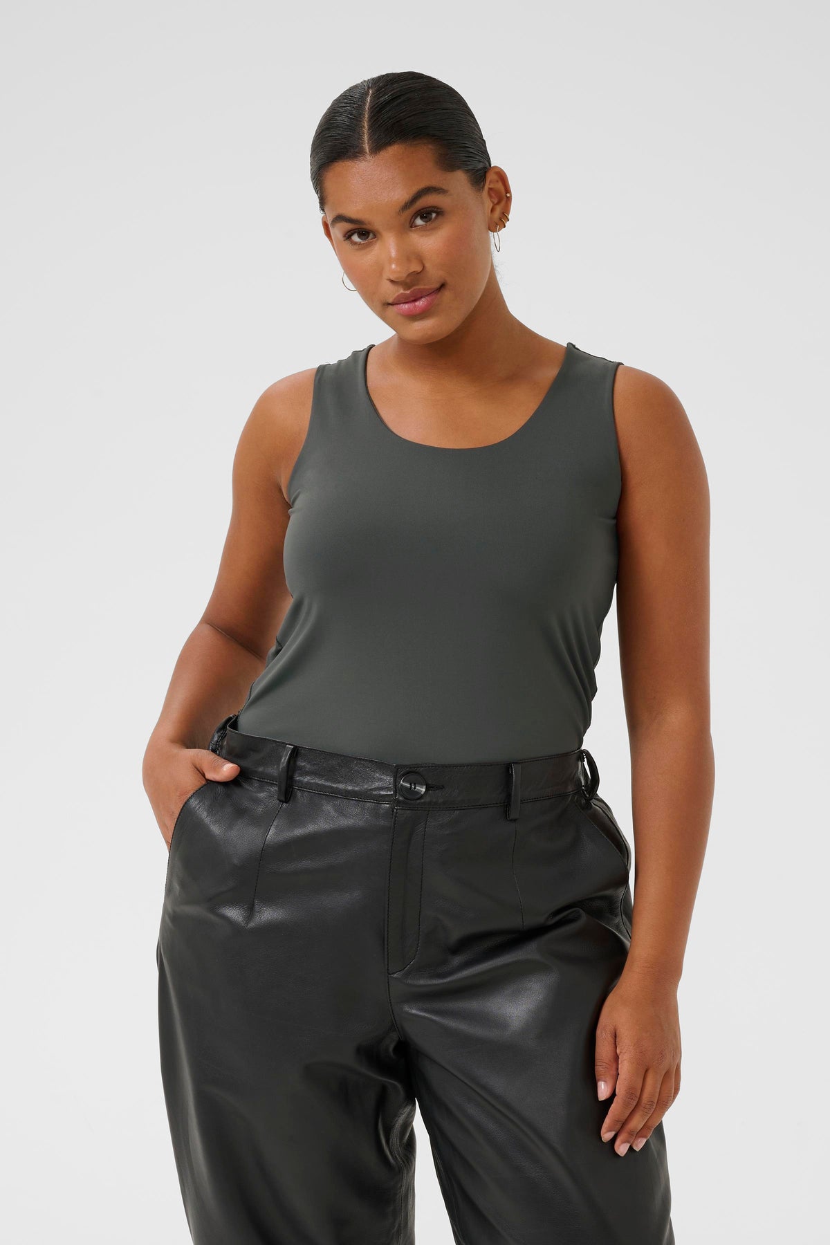 Kaffe Curve Erina Vest Top in Charcoal