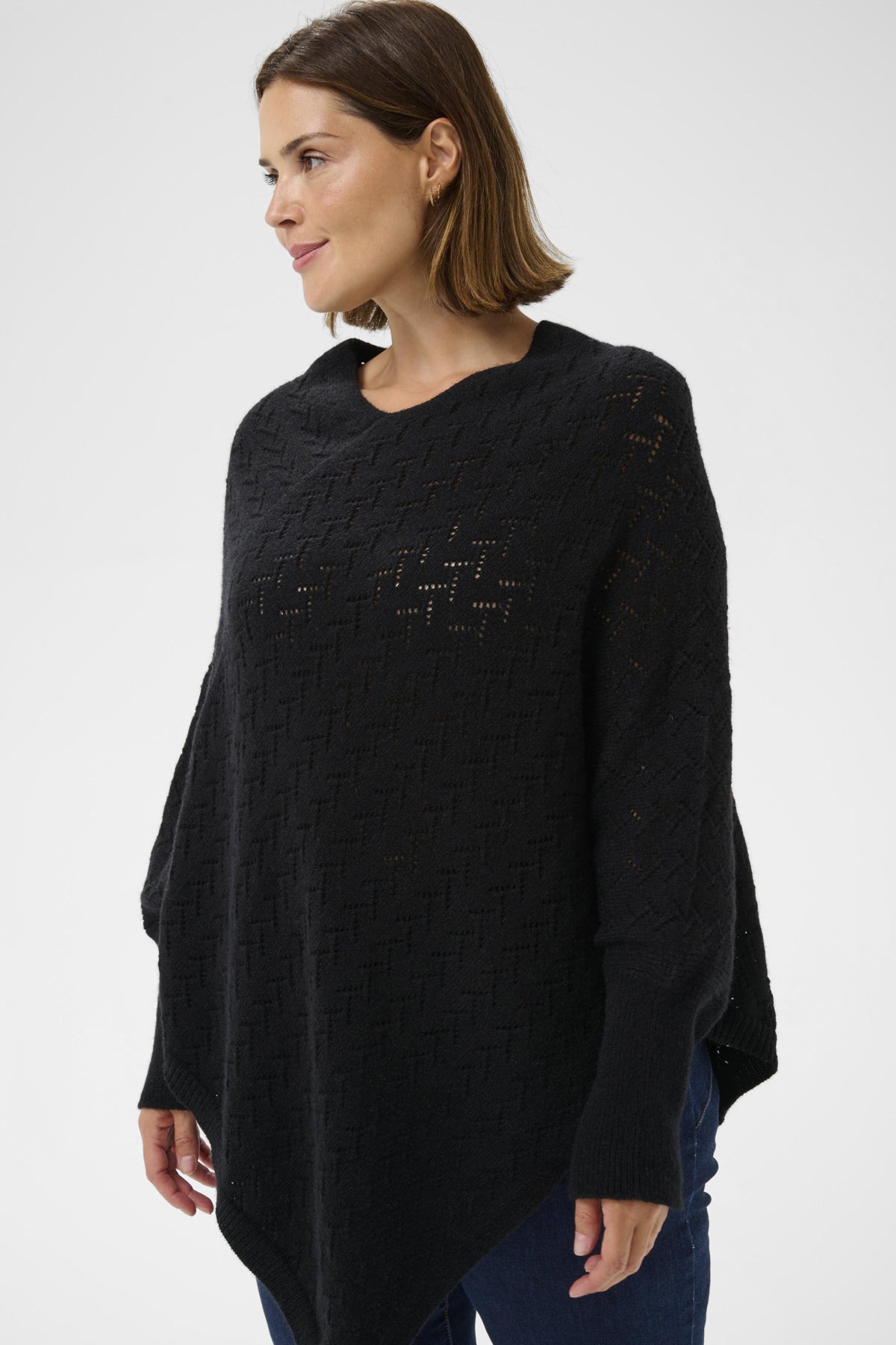 Kaffe Curve Olina Poncho in Black