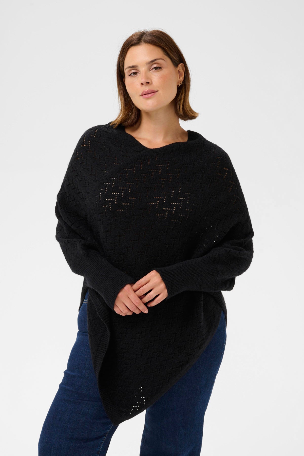 Kaffe Curve Olina Poncho in Black