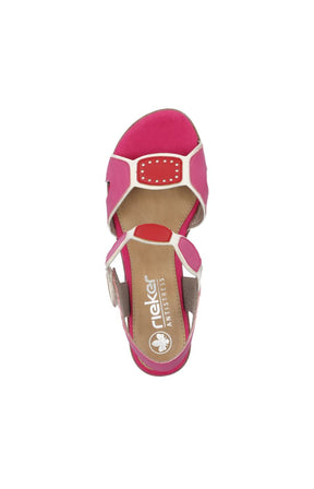 Rieker Block Heel Shoe in Pink