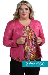 Magna Leather Look Jacket in Cerise Pink