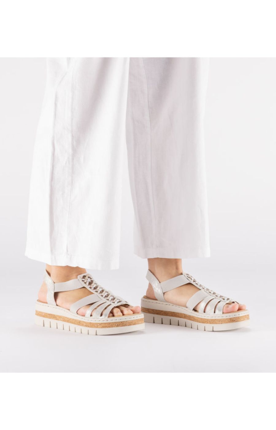 Rieker Braided Silver Sandal