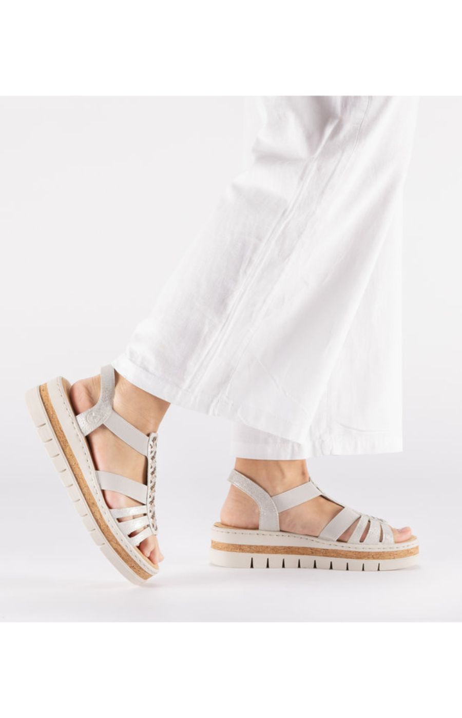 Rieker Braided Silver Sandal