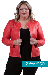 Magna Leather Look Jacket in Coral