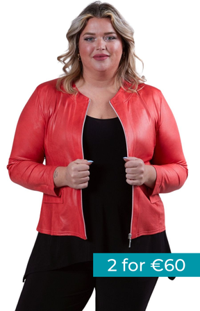 Magna Leather Look Jacket in Coral