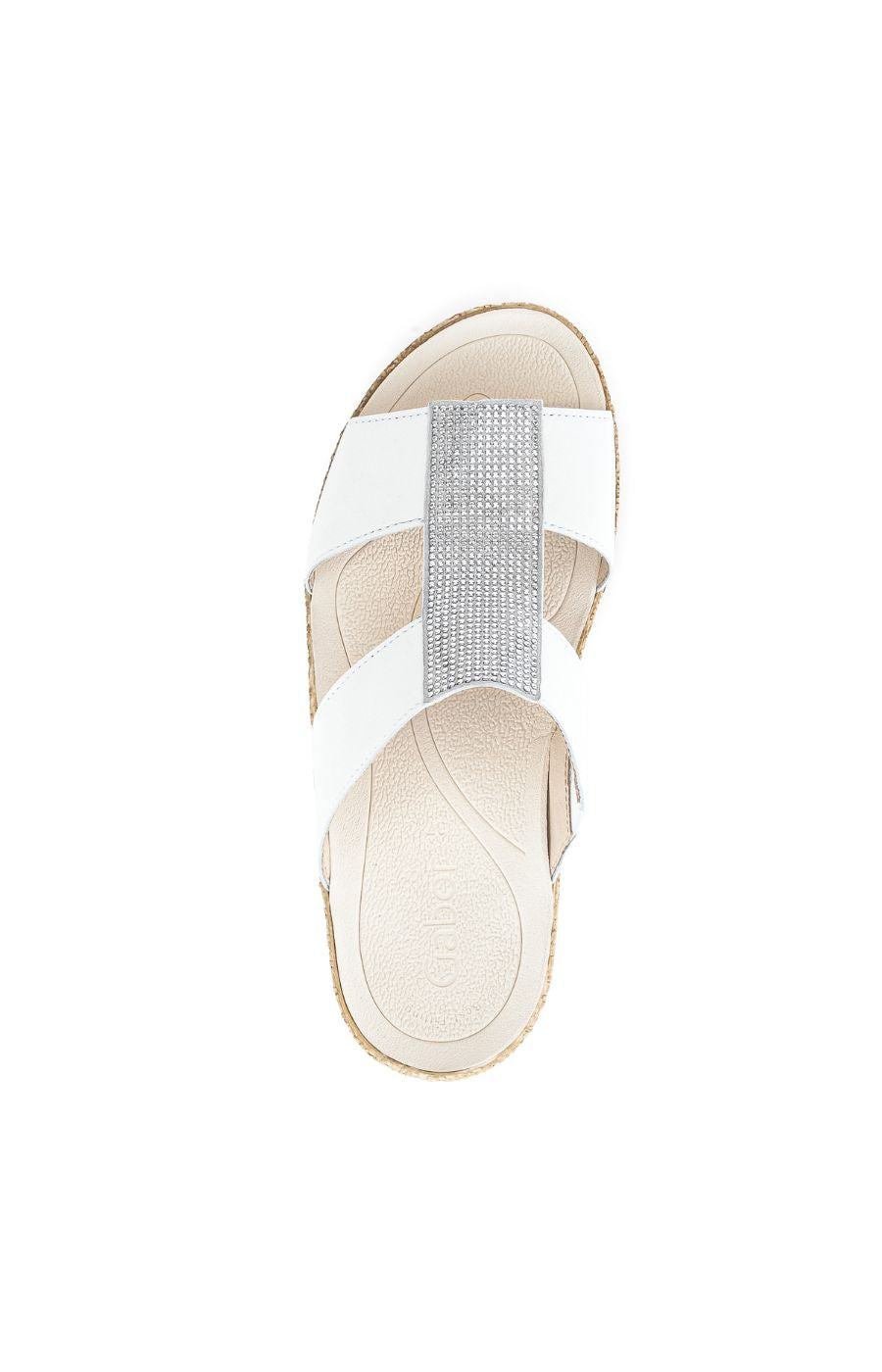 Gabor White Sparkle Slip On Sandal