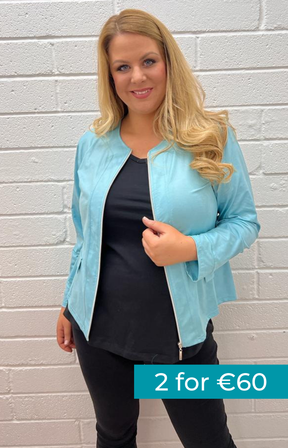 Magna Leather Look Jacket in Aqua Blue
