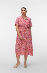 Vero Moda Curve Joy Dress in Coral